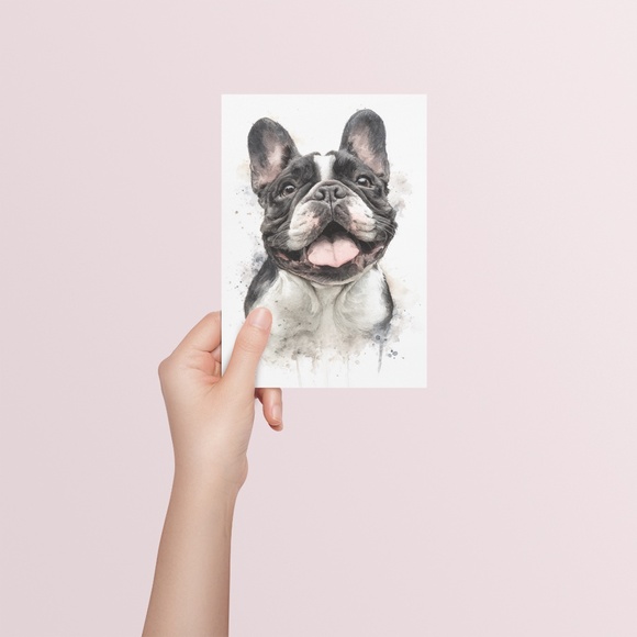 Watercolor French Bulldog Pet Portrait Wall Art Print Poster Unframed - Cute Dog - Picture 5 of 6